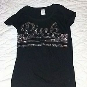 Victoria's Secret PINK sequin black t-shirt